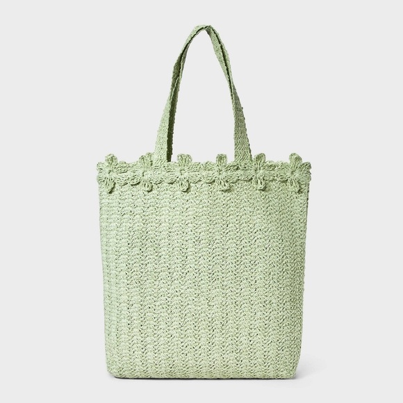 a new day Handbags - Straw Large Floral Print Tote Handbag - a New Day : Woven Paper Straw